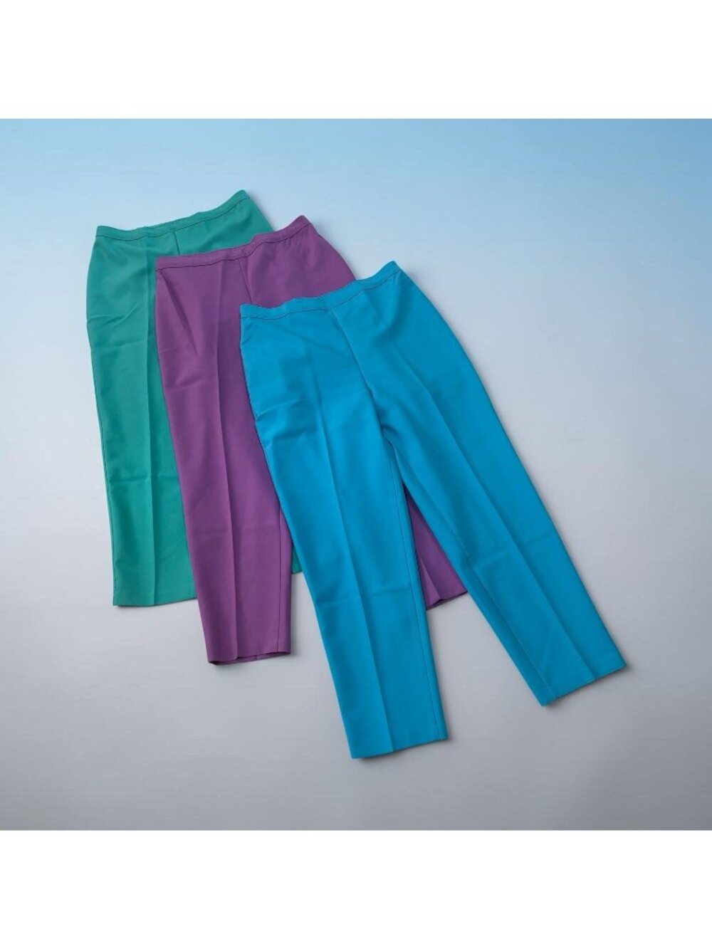 Vintage Women’s Bend Over Pants Slacks 3 Pair Sz 18 Blue Purple Green Elastic
